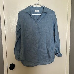 Blue linen button down